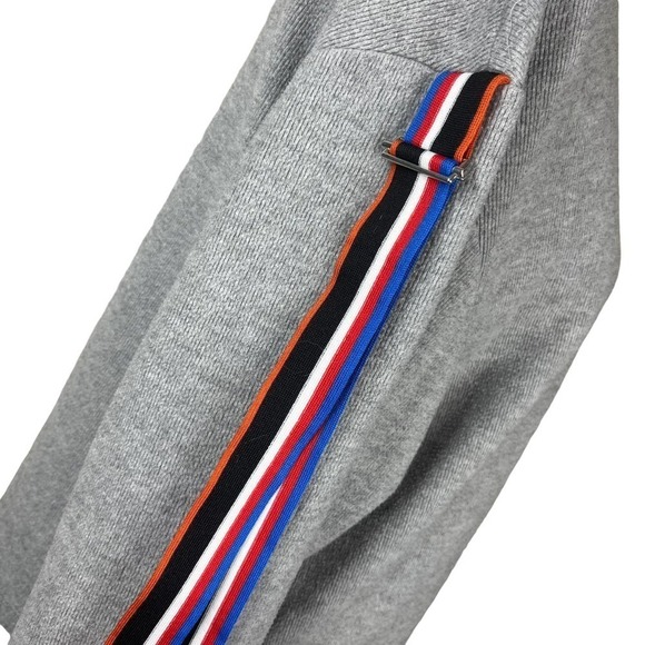 Zara Sweatshirt Striped Strap Sleeves Crewneck Gray Small - Picture 5 of 9